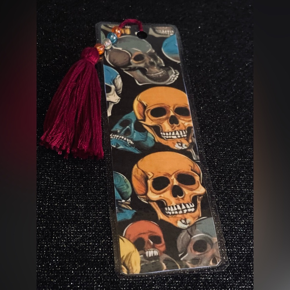 Colorful Skull Bookmark with Tassel